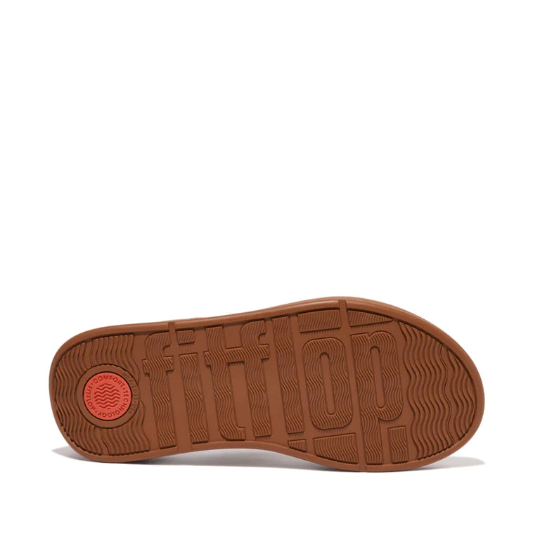 F-mode Leather Flatform Toe-Post Sandal Light Tan