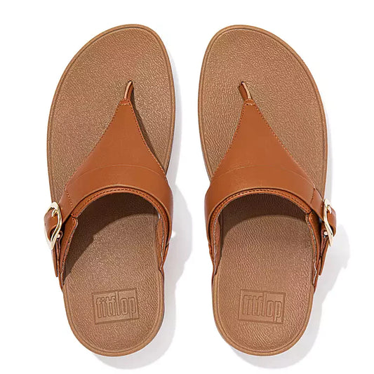 Lulu Adjustable Leather Toe Post Sandals Tan