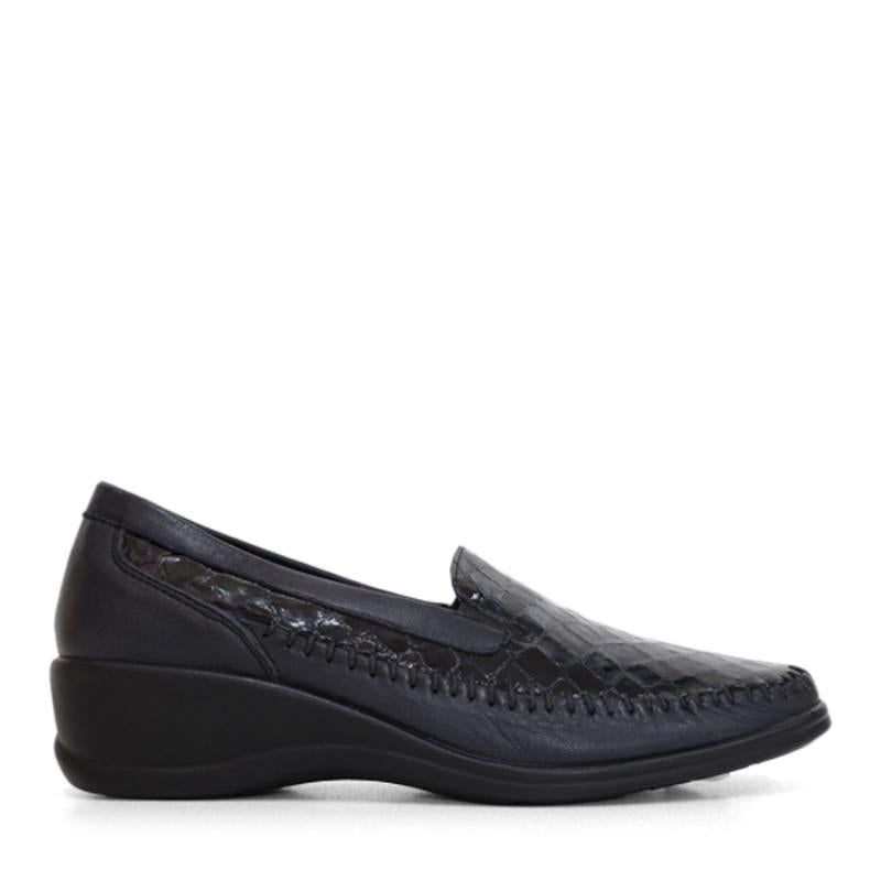 Irene Navy Croc Patent