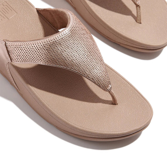 Lulu Sequin Toe-Post Sandal Classic Beige