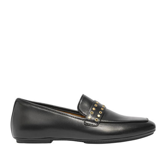 Delicato Stud/Eyelet Soft Leather Loafer Black