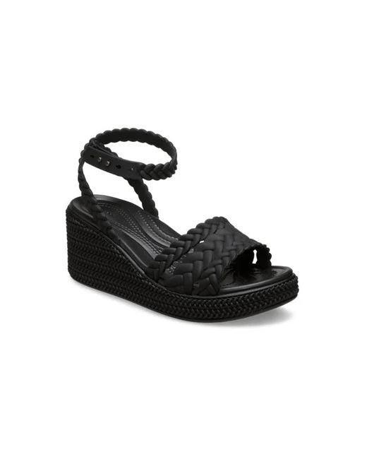 Brooklyn Woven Ankle Strap Wedge Black